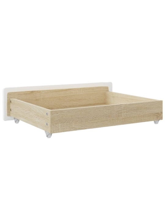 Stalčiai po lova, 2vnt., balti, apdirbta mediena/dirbtinė oda