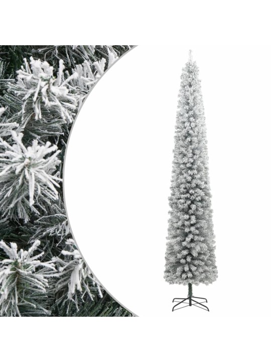 Siaura Kalėdų eglutė su stovu ir sniegu, 270cm, PVC