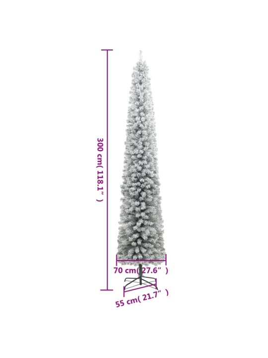 Siaura Kalėdų eglutė su stovu ir sniegu, 300cm, PVC