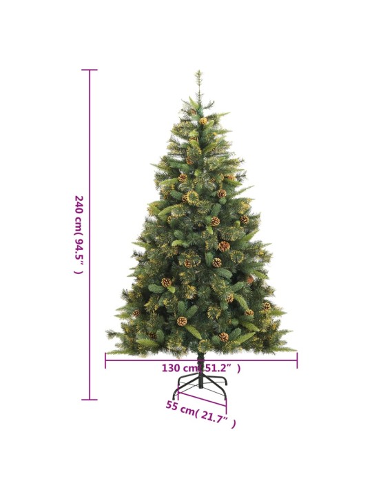 Kalėdų eglutė su šarnyrinėmis šakomis/kankorėžiais, 240 cm