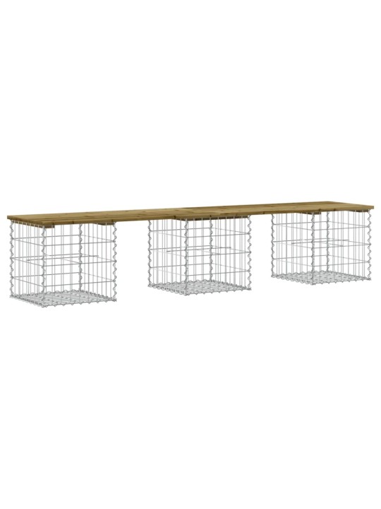 Sodo suoliukas, 203x44x42cm, impregnuota pušis, gabiono dizaino