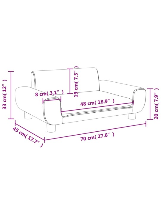 Vaikiška sofa, juodos spalvos, 70x45x33cm, aksomas