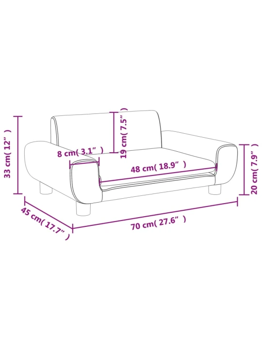 Vaikiška sofa, juodos spalvos, 70x45x33cm, aksomas