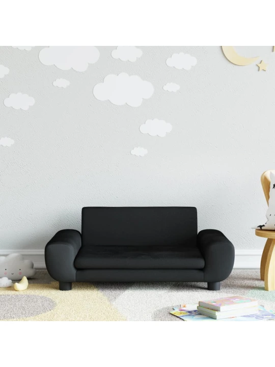 Vaikiška sofa, juodos spalvos, 70x45x33cm, aksomas
