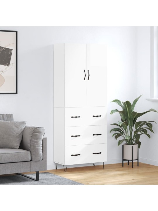 Komoda, baltos spalvos, 69,5x34x180cm, apdirbta mediena, blizgi