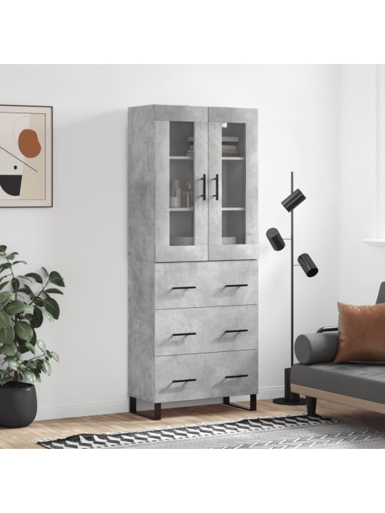 Komoda, betono pilkos spalvos, 69,5x34x180cm, apdirbta mediena