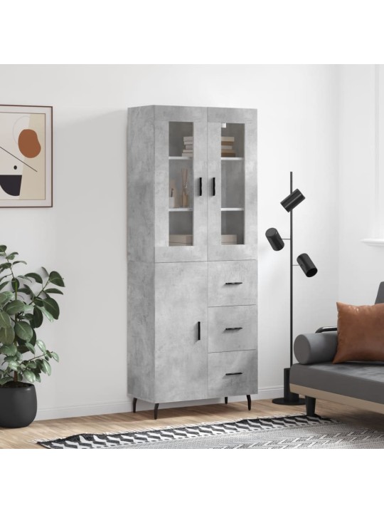 Komoda, betono pilkos spalvos, 69,5x34x180cm, apdirbta mediena