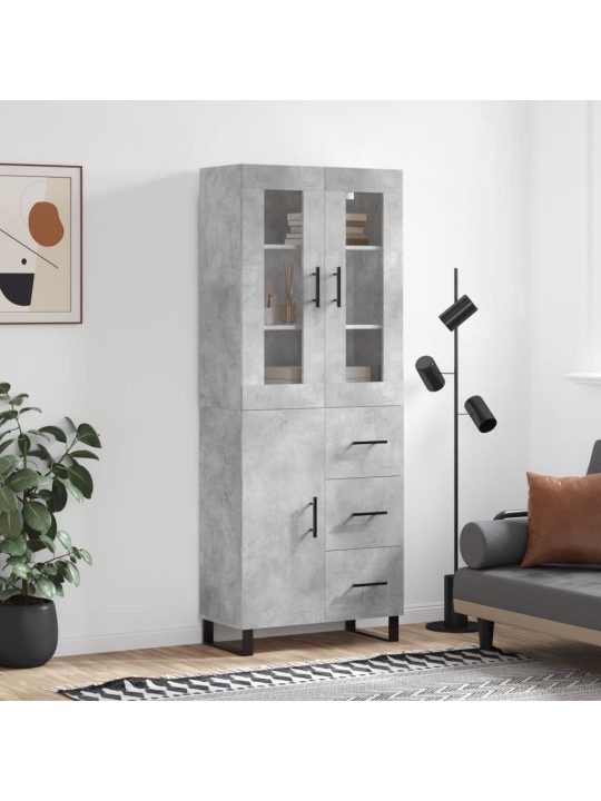 Komoda, betono pilkos spalvos, 69,5x34x180cm, apdirbta mediena