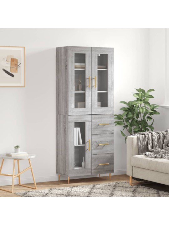 Komoda, pilkos ąžuolo spalvos, 69,5x34x180cm, apdirbta mediena