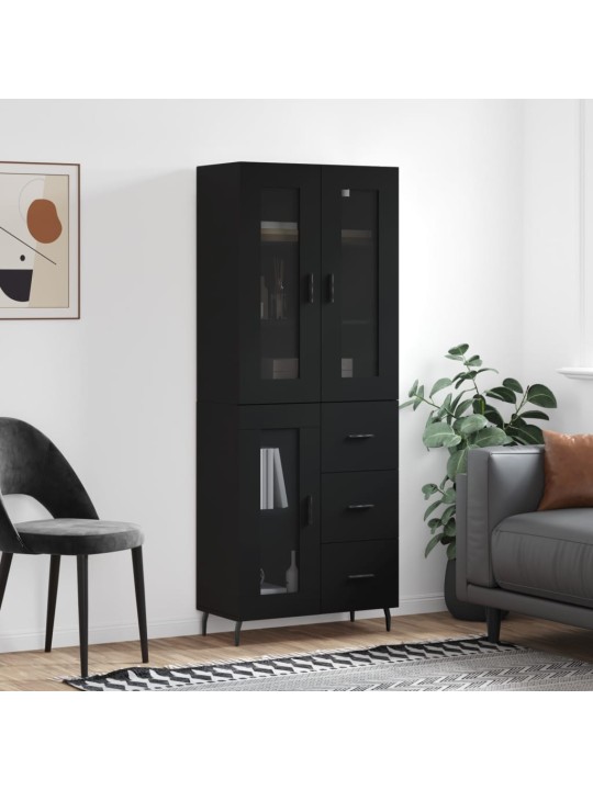 Komoda, juodos spalvos, 69,5x34x180cm, apdirbta mediena
