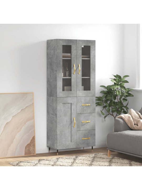 Komoda, betono pilkos spalvos, 69,5x34x180cm, apdirbta mediena
