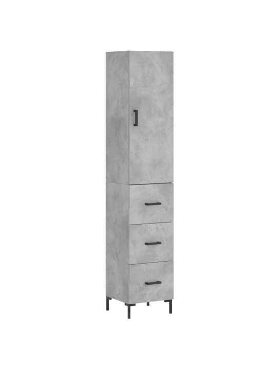 Komoda, betono pilkos spalvos, 34,5x34x180cm, apdirbta mediena
