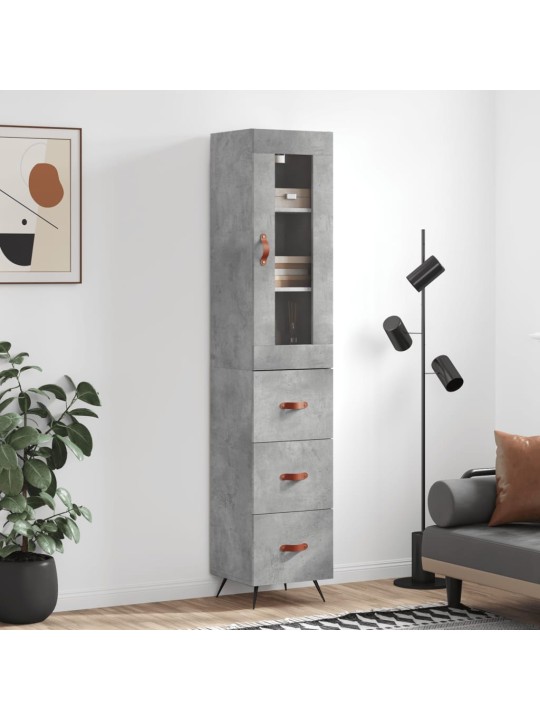 Komoda, betono pilkos spalvos, 34,5x34x180cm, apdirbta mediena