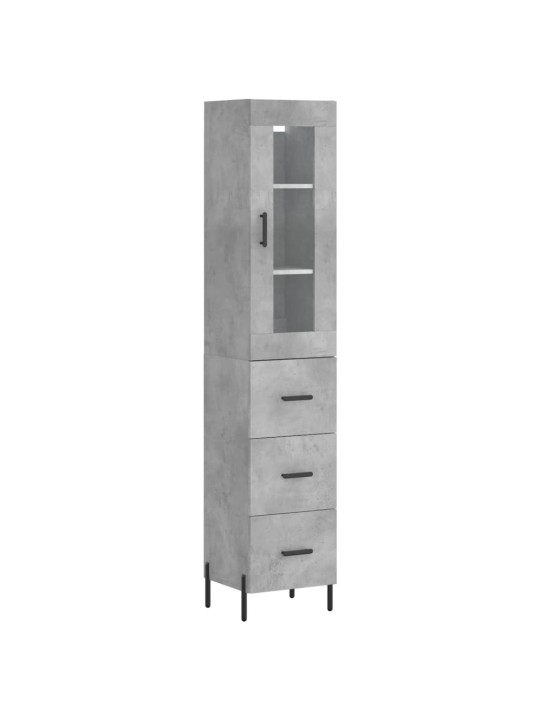Komoda, betono pilkos spalvos, 34,5x34x180cm, apdirbta mediena