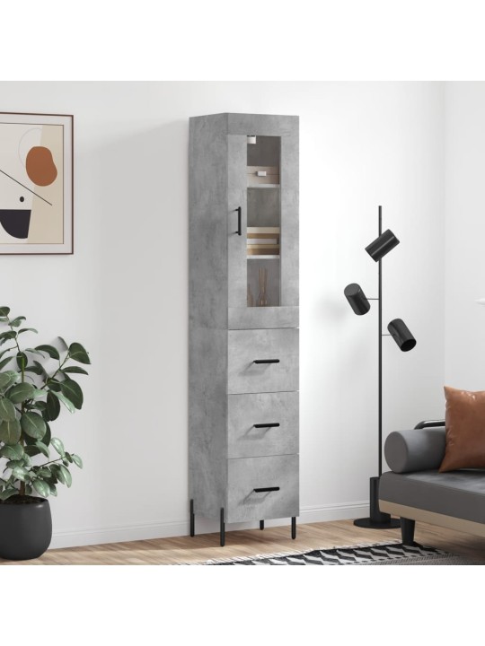 Komoda, betono pilkos spalvos, 34,5x34x180cm, apdirbta mediena