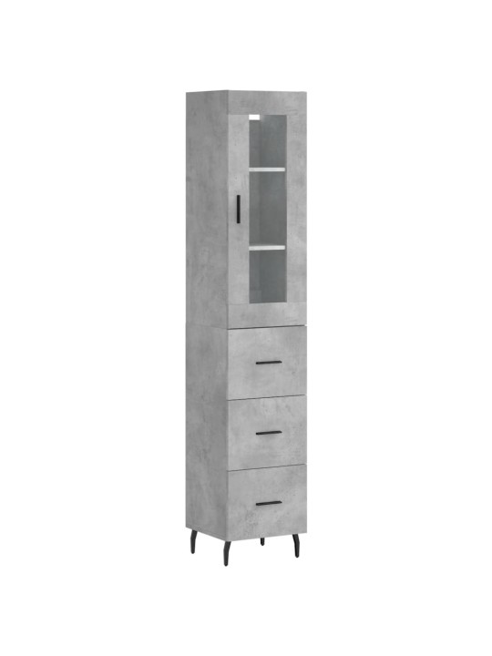 Komoda, betono pilkos spalvos, 34,5x34x180cm, apdirbta mediena