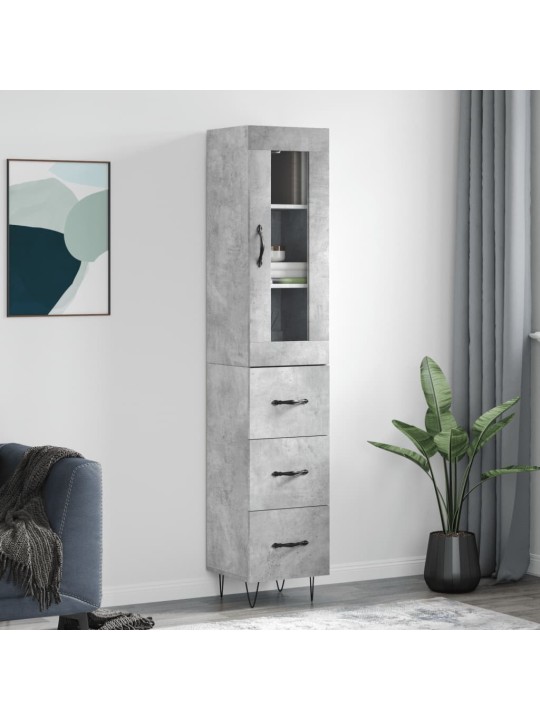 Komoda, betono pilkos spalvos, 34,5x34x180cm, apdirbta mediena