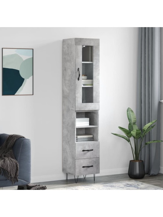 Komoda, betono pilkos spalvos, 34,5x34x180cm, apdirbta mediena
