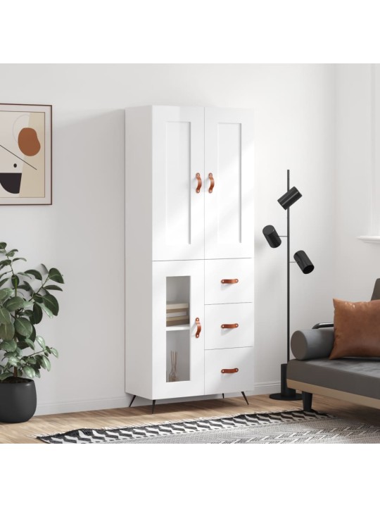 Komoda, baltos spalvos, 69,5x34x180cm, apdirbta mediena, blizgi