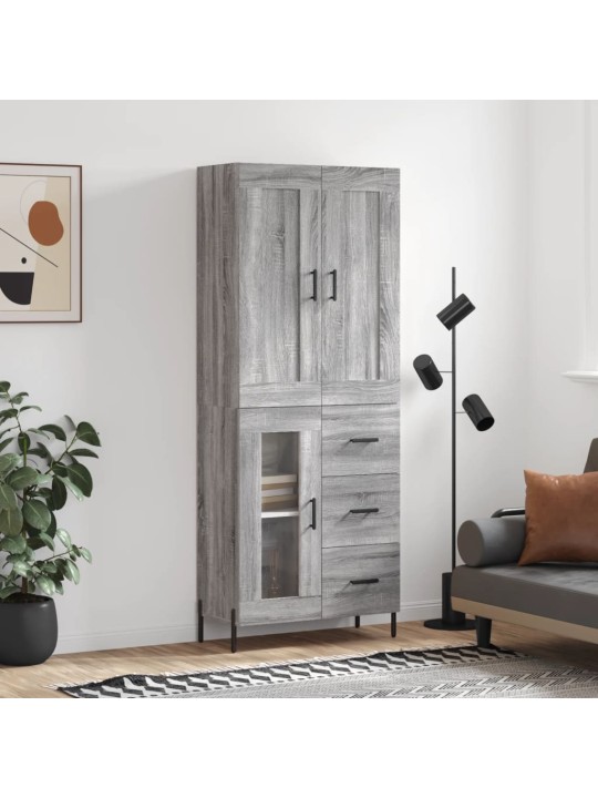 Komoda, pilkos ąžuolo spalvos, 69,5x34x180cm, apdirbta mediena