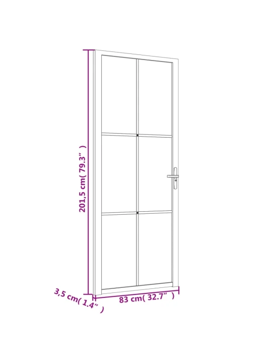 Vidaus durys, juodos, 83x201,5cm, matinis stiklas ir aliuminis