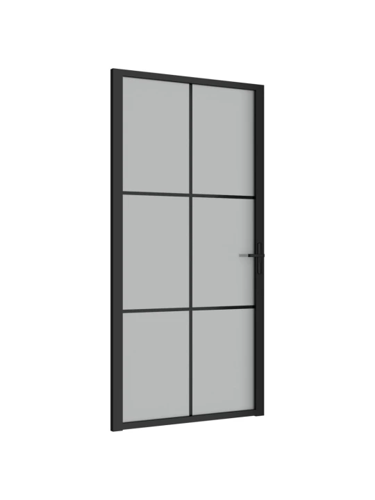 Vidaus durys, juodos, 102,5x201,5cm, matinis stiklas/aliuminis