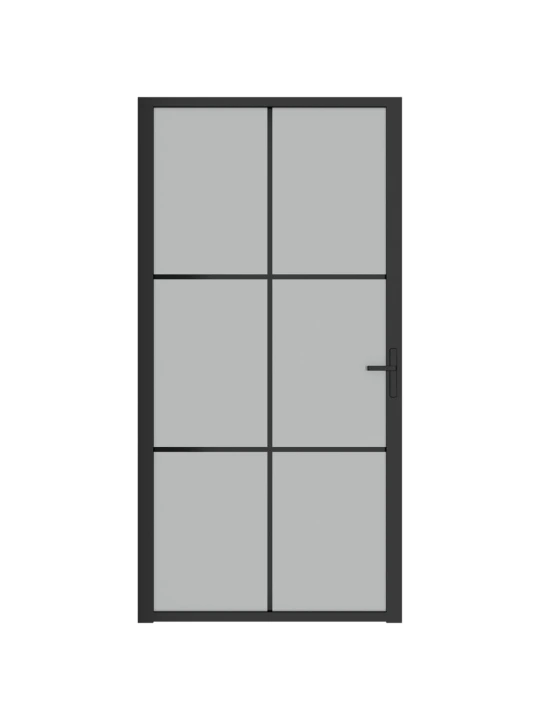 Vidaus durys, juodos, 102,5x201,5cm, matinis stiklas/aliuminis