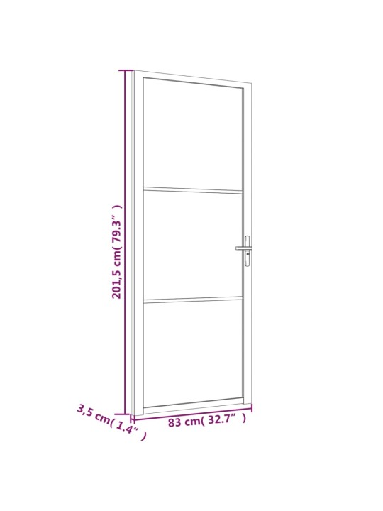 Vidaus durys, juodos, 83x201,5cm, ESG stiklas ir aliuminis