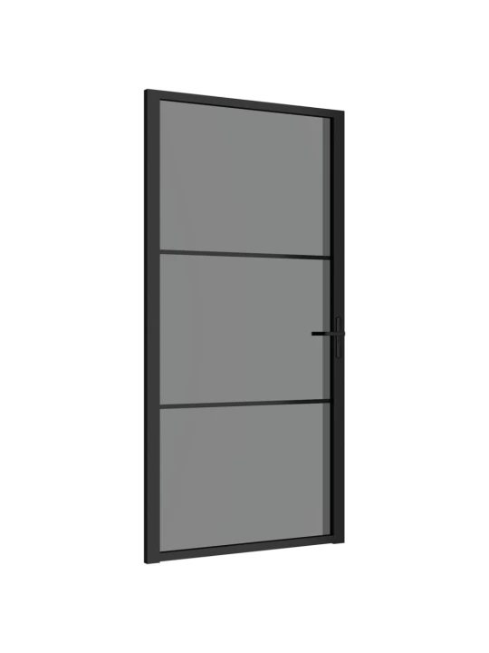 Vidaus durys, juodos, 102,5x201,5cm, ESG stiklas ir aliuminis