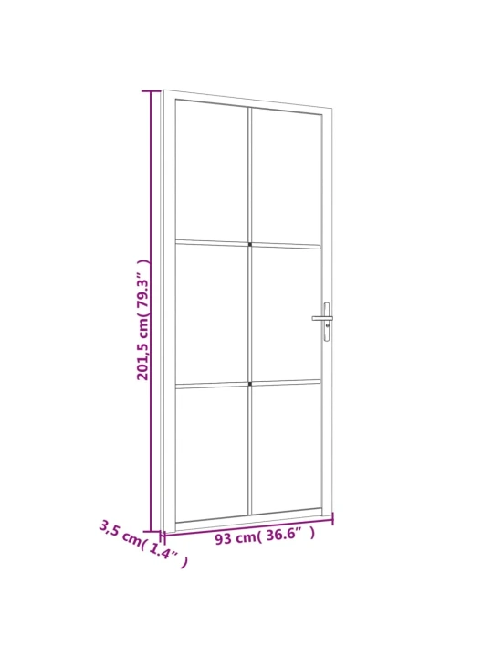 Vidaus durys, baltos, 93x201,5cm, ESG stiklas ir aliuminis