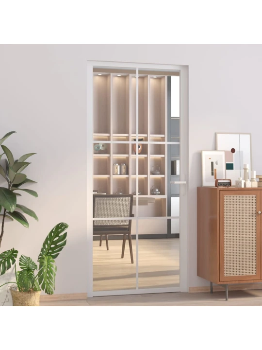 Vidaus durys, baltos, 93x201,5cm, ESG stiklas ir aliuminis