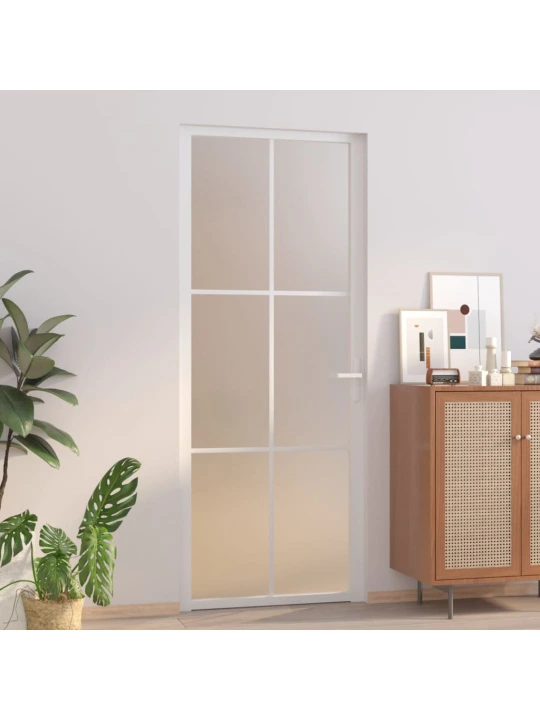 Vidaus durys, baltos, 83x201,5cm, matinis stiklas ir aliuminis