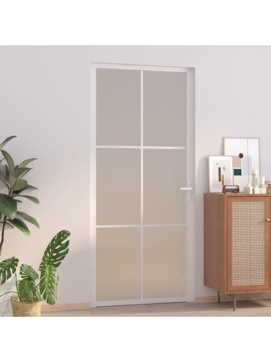 Vidaus durys, baltos, 93x201,5cm, matinis stiklas ir aliuminis