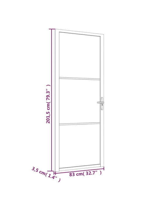 Vidaus durys, baltos, 83x201,5cm, ESG stiklas ir aliuminis