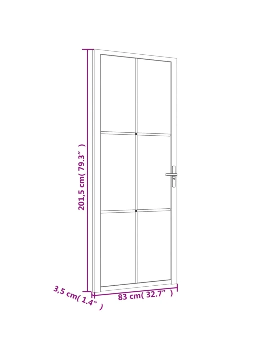 Vidaus durys, baltos, 83x201,5cm, ESG stiklas ir aliuminis