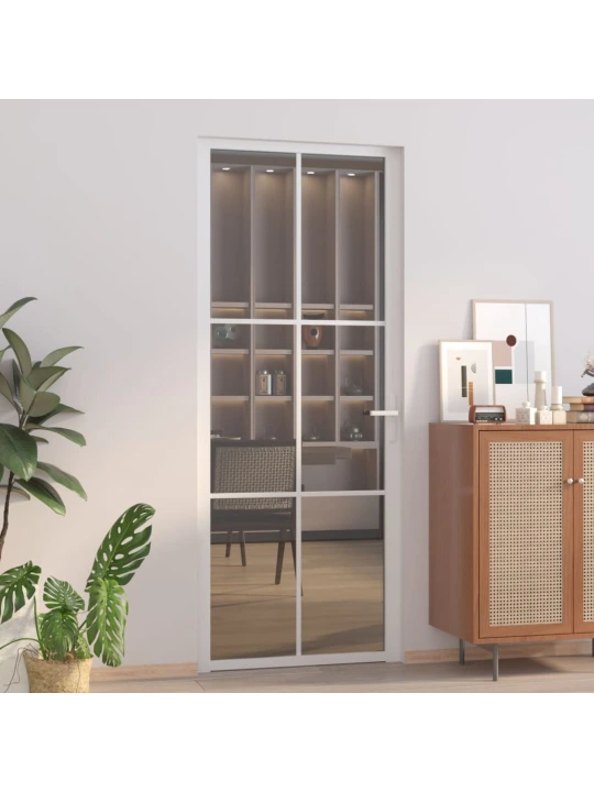 Vidaus durys, baltos, 83x201,5cm, ESG stiklas ir aliuminis