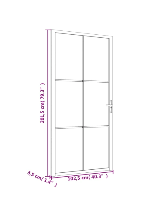 Vidaus durys, baltos, 102,5x201,5cm, ESG stiklas ir aliuminis