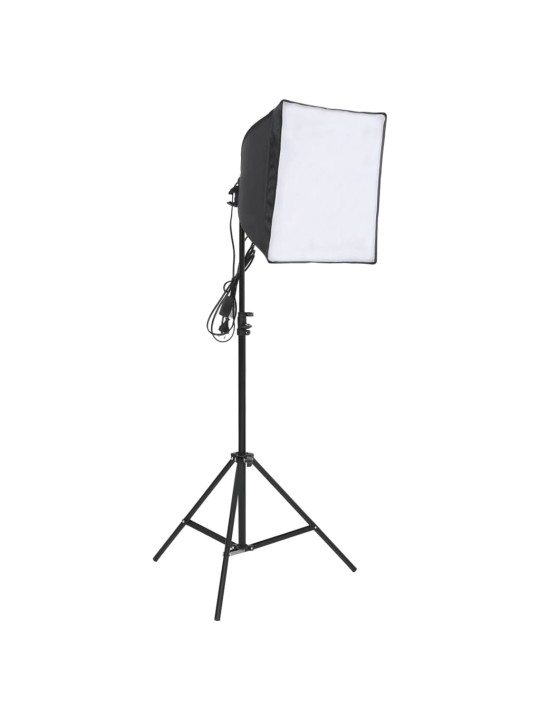 Fotostudijos rinkinys su šviestuvais, fonu ir reflektoriumi