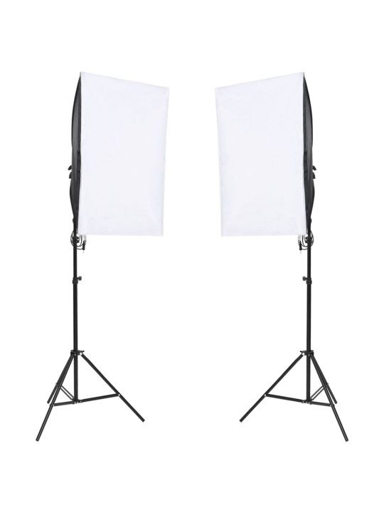 Fotostudijos rinkinys su šviestuvais, fonu ir reflektoriumi