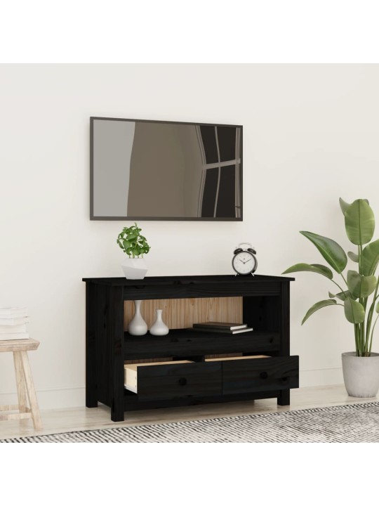 Televizoriaus spintelė, juoda, 79x35x52cm, pušies masyvas