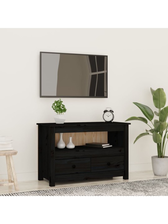 Televizoriaus spintelė, juoda, 79x35x52cm, pušies masyvas