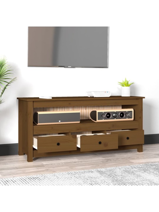 Televizoriaus spintelė, medaus ruda, 114x35x52cm, pušis