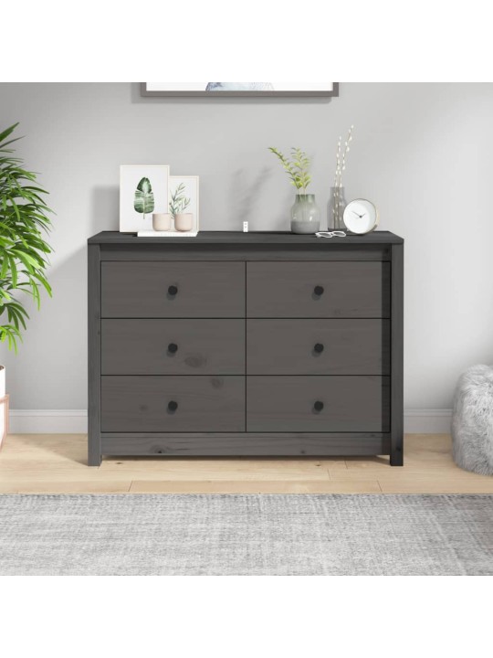 Šoninė spintelė, pilka, 100x40x72cm, pušies medienos masyvas