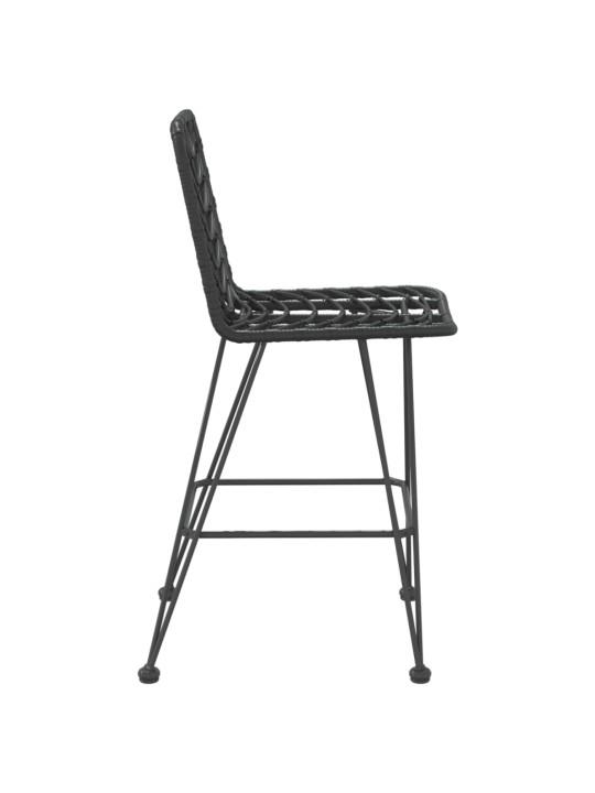 Baro taburetės, 2vnt., juodos, 45x56x103,5cm, ratanas/plienas