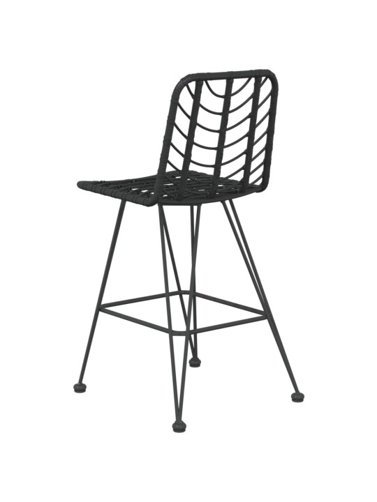 Baro taburetės, 2vnt., juodos, 45x56x103,5cm, ratanas/plienas