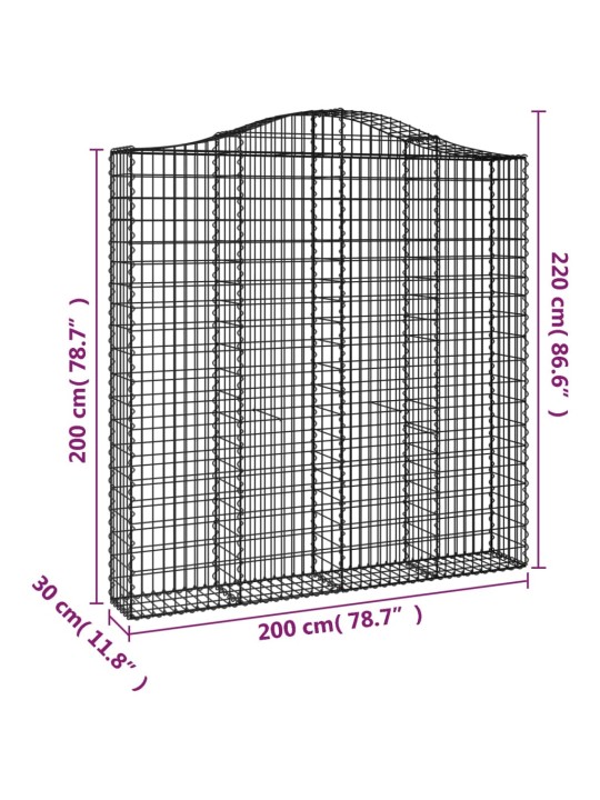 Išlenkti gabiono krepšiai, 3vnt., 200x30x200/220cm, geležis