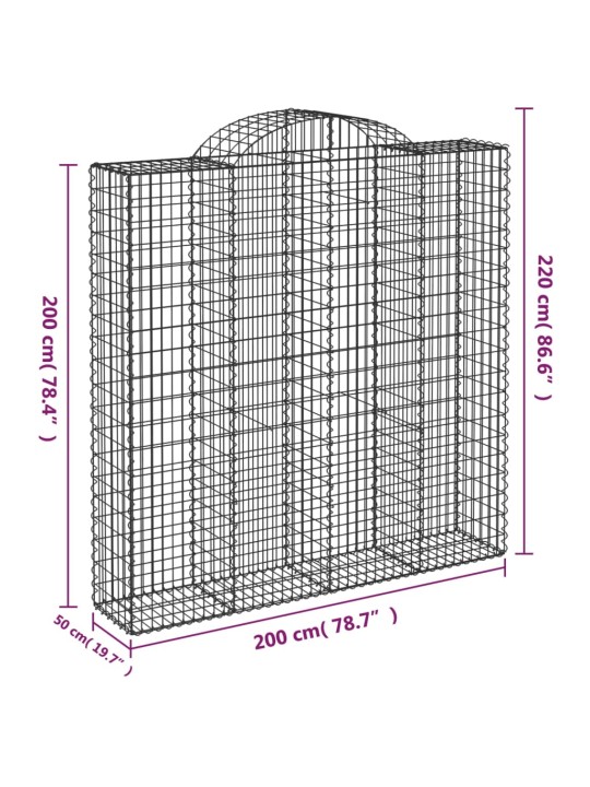 Išlenkti gabiono krepšiai, 8vnt., 200x50x200/220cm, geležis