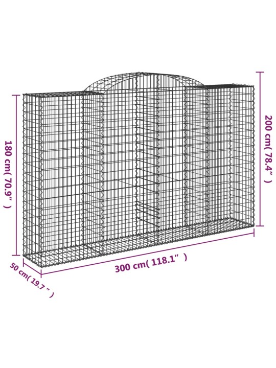 Išlenkti gabiono krepšiai, 3vnt., 300x50x180/200cm, geležis