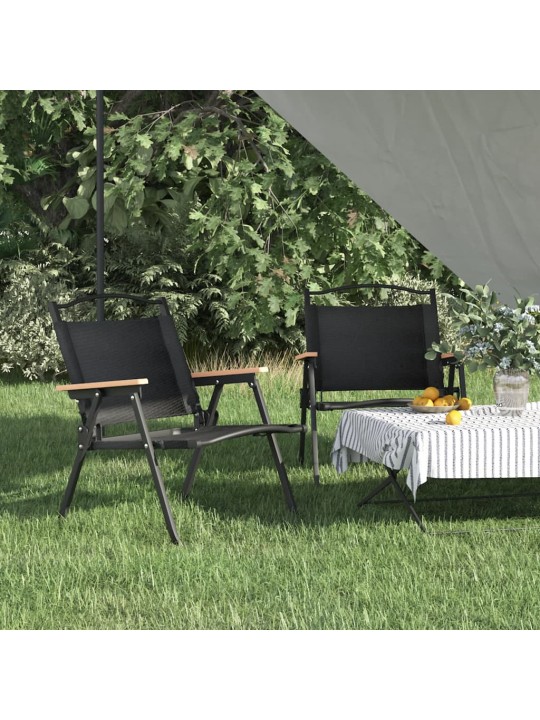 Stovyklavimo kėdės, 2vnt., juodos, 54x43x59cm, oksfordo audinys