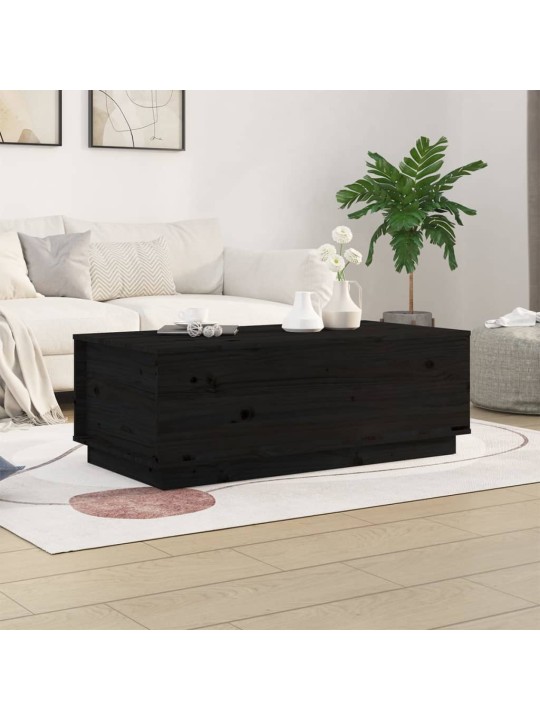 Kavos staliukas, juodas, 100x50x35cm, pušies medienos masyvas
